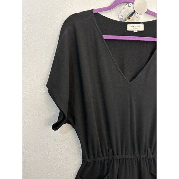Max Studio Wide Leg Jumpsuit Short Sleeve Knit Stretchy Size Medium - Picture 3 of 15